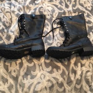 Black combat boots